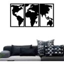 Ver imagem 4 de Quadro Decoração Vazado Mapa Mundi Mdf 6mm Preto 130x80 Cm
