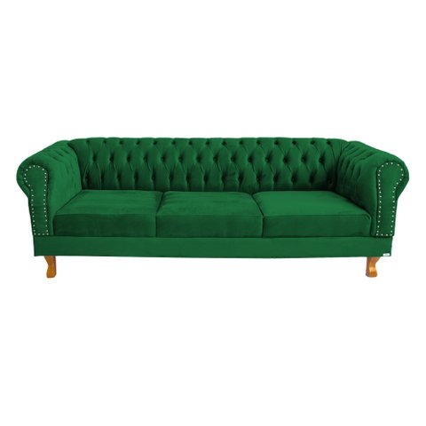 Sofá Chesterfield Duque 3 lugares 1,80 - Suede Verde Bandeira / sala de estar, recepção, barbearia