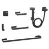 Kit de Acessórios para Banheiro Quadrado Preto Completo Luxo + Ducha Higiênica Lisboa + 1 Acabamento - 1