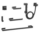 Ver imagem 1 de Kit de Acessórios para Banheiro Quadrado Preto Completo Luxo + Ducha Higiênica Lisboa + 1 Acabamento