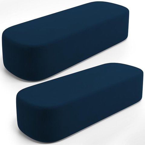 Kit 02 Puffs Decorativos Orgânicos para Living Quarto 195cm Doha W01 Suede Azul Marinho - Lyam