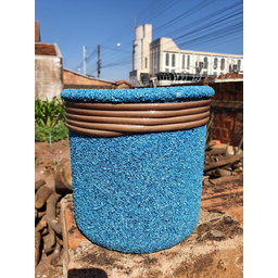 Vaso de Barro Areia Terrilho 16cm:Azul Ciano - 3