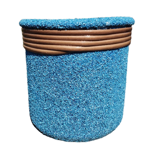 Vaso de Barro Areia Terrilho 16cm:Azul Ciano