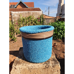 Vaso de Barro Areia Terrilho 16cm:Azul Ciano - 4