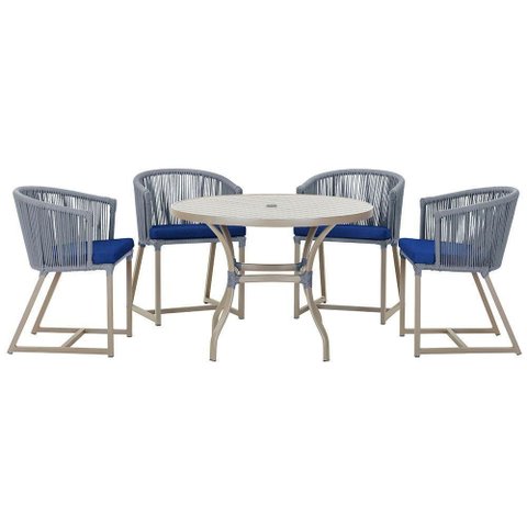 Mesa com 4 Cadeiras e Noronha Estofado 10 Trama Original Prata