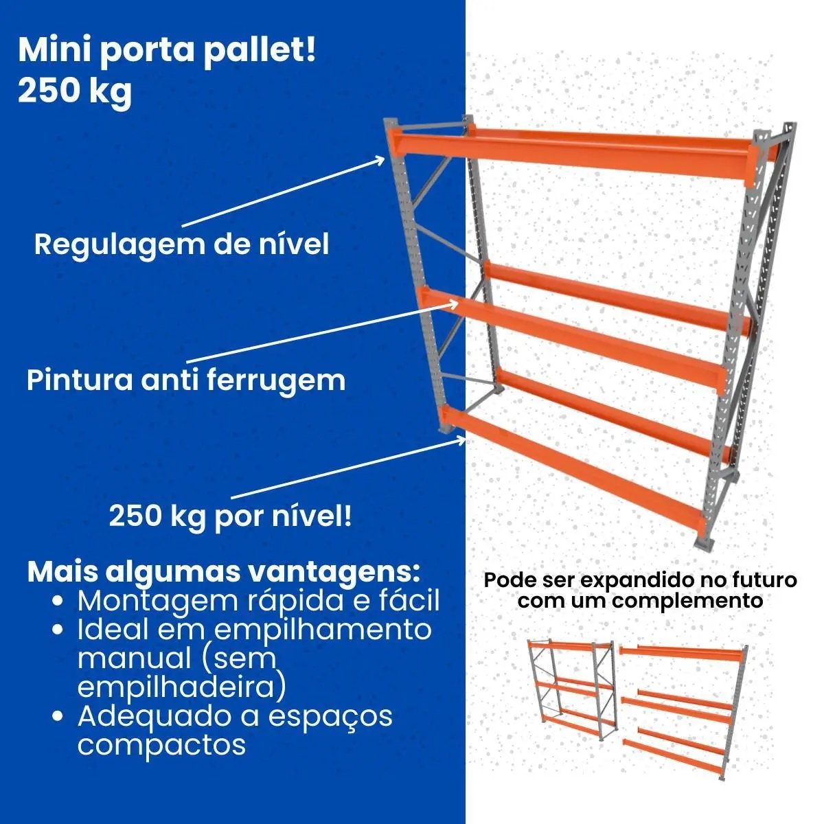 Kit 9 Mini Porta Pallet 250 Kg 180x200x60 (cxlxp) - 5