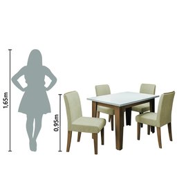 Conjunto de Mesa Sala de Jantar Miami com 4 Cadeiras Nova York 1,20m Cedro / Off White / Areia Dobu - 6