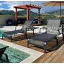 Ver imagem 2 de Cadeira Espreguiçadeira de Piscina Tela Sling e Alumínio Preta