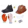 Kit Epi Obra Luva Capacete Óculos Protetor Auditivo Botina:41/Marrom - 1