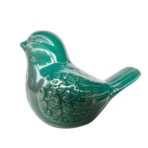 Enfeite pássaro verde decorativo de cerâmica trabalhado