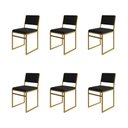 Ver imagem 1 de Kit 6 Cadeiras Industrial Isa Veludo Preto Base Dourado para Mesa Sala Cozinha - Dourado/preto