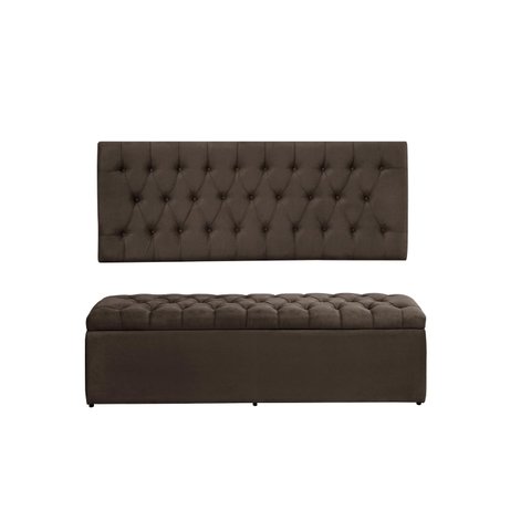 Kit Cabeceira e Calçadeira Imperatriz 158 cm Suede Marrom