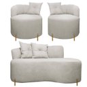 Ver imagem 1 de Kit Sofá Orgânico Grecia 2 Lugares 145cm e 2 Poltronas Linho Bouclê Bege Sofa Store