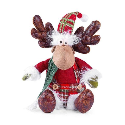 Boneco de Natal Decorativo Sentado em Poliéster 29cm Rena