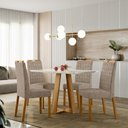 Ver imagem 4 de Mesa de Jantar 4 Lugares Retangular 135cm Tampo MDF com Vidro Elian N01 Ypê Off White - Lyam Decor