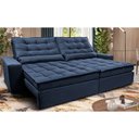 Ver imagem 1 de Sofá Retrátil e Reclinável 2,72m Molas Ensacadas Cama inBox Catar Velusoft Azul