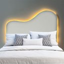 Ver imagem 1 de Cabeceira Orgânica Led 90cm Solteiro Painél para Cama Box Bouclé Serena