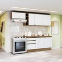 Ver imagem 1 de Armário de Cozinha Completa Garrafeiro 100% Mdf 260cm Nogueira/branco Celeste Kappesberg