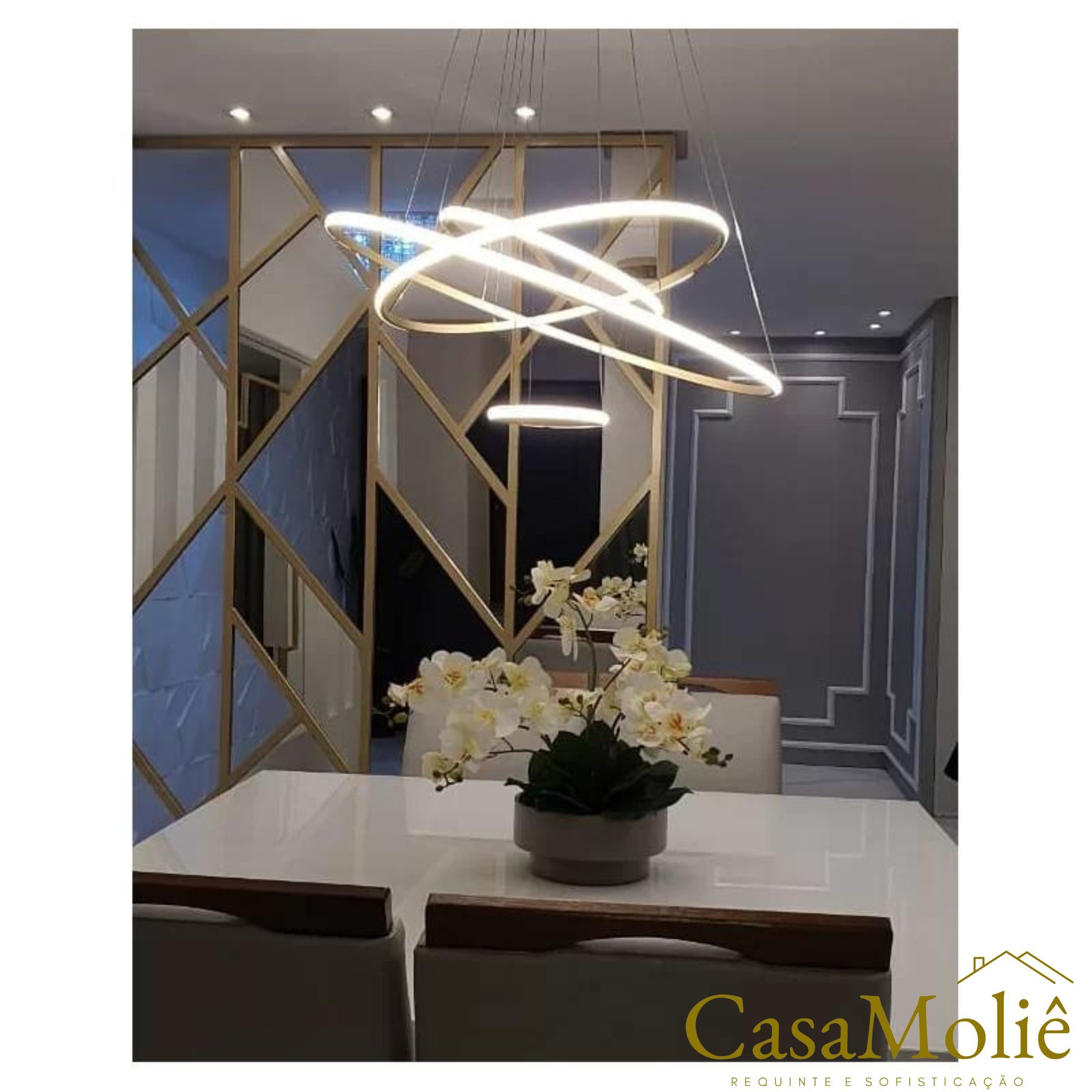 Lustre Led 4 Anéis Moderno 125w 80cm Dourado C/ Controle - 6