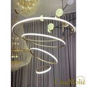 Ver imagem 2 de Lustre Led 4 Anéis Moderno 125w 80cm Dourado C/ Controle