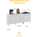 Ver imagem 5 de Kit 2 Balcões Modulados Gabinete Pia 120cm e Cooktop 70cm com Tampo Viena