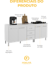 Ver imagem 5 de Kit 2 Balcões Modulados Gabinete Pia 120cm e Cooktop 70cm com Tampo Viena