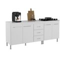 Ver imagem 2 de Kit 2 Balcões Modulados Gabinete Pia 120cm e Cooktop 70cm com Tampo Viena