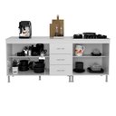 Ver imagem 3 de Kit 2 Balcões Modulados Gabinete Pia 120cm e Cooktop 70cm com Tampo Viena