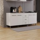 Ver imagem 1 de Kit 2 Balcões Modulados Gabinete Pia 120cm e Cooktop 70cm com Tampo Viena Branco