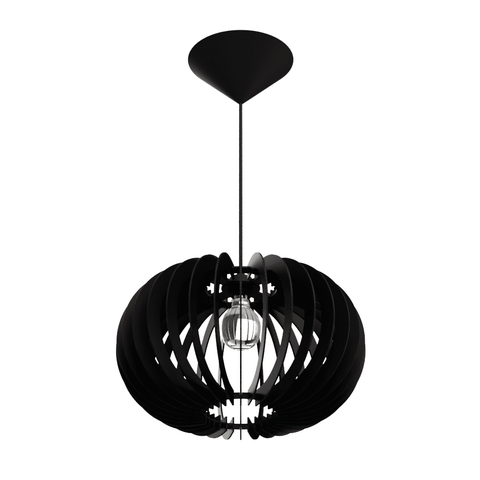 Luminária Teto tipo Pendente URANO MDF - Completa - Cor: Preta
