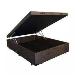 Base Box Baú Casal Suede Marrom - 39x138x188:marrom - 3