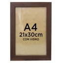 Ver imagem 1 de Moldura Quadro A4 21x30cm Diploma Certificado Foto com Vidro TaColado Moldura Madeira Escura 04 Unid