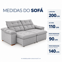 Ver imagem 3 de Sofá Sidney Retrátil Reclinável 3 Lugares 2,00m em Linho - Prata