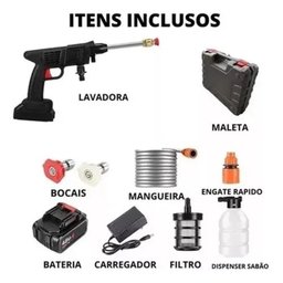 Lavadora de Alta Pressao Portatil sem Fio Pistola Agua Gatilho Lava Carro Quintal Kit Completo - 5