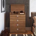 Ver imagem 2 de Cômoda 4 Gavetas com Gabinete Oculto 68cm Linha Lock LK092 Art In Móveis Nogal