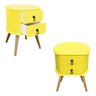 Kit 2 Mesas de Cabeceira Gavetas Retrô Pés Palitos Madeira:amarelo - 1