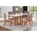 Ver imagem 1 de Conjunto: Mesa Sala Jantar Natalí C/ Tampo Madeirado C/ Vidro Reto 160x90cm e 6 Cadeiras Milla