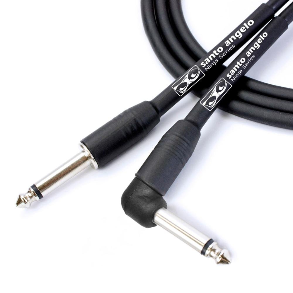 Cabo de Guitarra Ninja L Cable Conector 0,20 Mm P10/p10 90° 20ft 6,10 Metros Preto