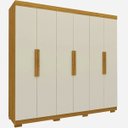 Ver imagem 1 de Guarda Roupa Roupeiro Gelius Império 06 Portas 02 Gavetas e Pés Naturale Off White Mdf