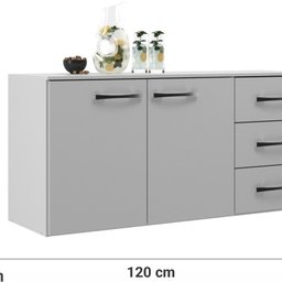 Balcão de Cozinha Veneza com Tampo Branco 3 Gavetas 2 Portas - 3