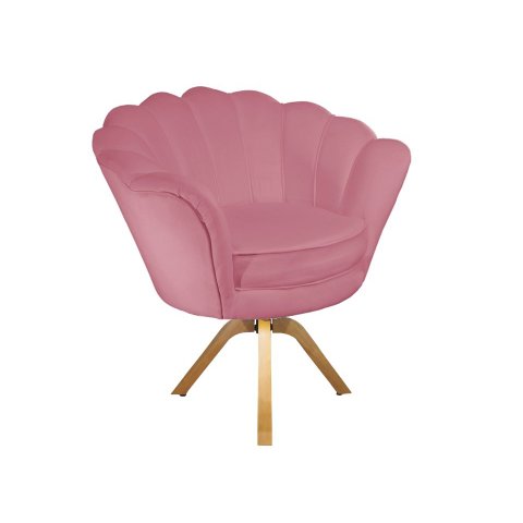 Poltrona Decorativa Pétala Base Giratória Madeira Suede Rosa Mz Decor