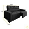 Sofá 3 Lugares Retrátil e Reclinável New York 2 Mts com Molas Suede Preto - 4