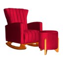Ver imagem 1 de Poltrona Balanço c/ Puff Melinda Veludo Vermelho