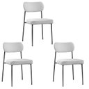 Ver imagem 1 de Kit 3 Cadeiras para Sala de Jantar Tecido Bouclê Design Aço Carbono Lavinia Cinza/Preto