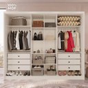 Ver imagem 5 de Guarda-Roupa Casal com Vidro e LED 6 Portas e 6 Gavetas Multimóveis Crnvh-GRP144 Neve