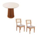 Ver mais imagens de Mesa de Jantar 2 Lugares Tampo MDF Base Ripada Off White Freijó Bege Rústico 90cm Dalla Costa Mó