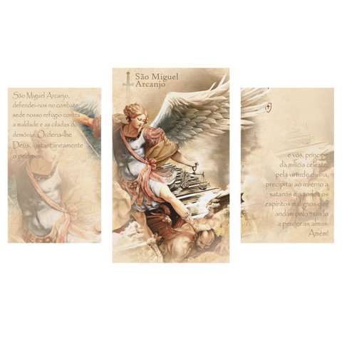 Trio Quadros São Miguel Arcanjo 3 Peças 35 Cm X 54 Cm