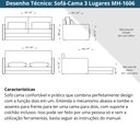 Ver mais imagens de Sofá-cama 3 Lugares Mh-1606 Herval 176 Cm Colchão Casal Linho Cinza C