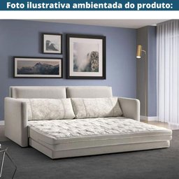 Sofá-cama 3 Lugares Mh-1606 Herval 176 Cm Colchão Casal Linho Cinza C - 7