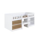 Ver imagem 4 de Cama Alta Infantil Branco e Mel com Portas Prateleiras Mdp Ilha Bela Art In Móveis